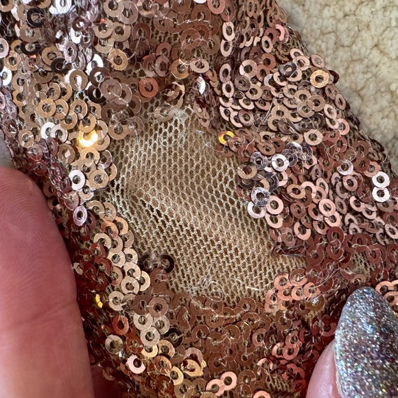 HOMAGE Black Velvet and Rose Gold Sequin Jumpsuit, Size S - Picture 8 of 8